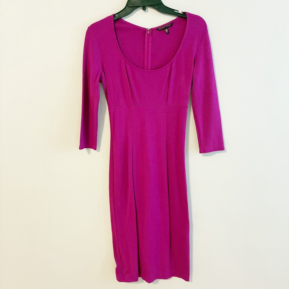 Victoria’s Secret Colorful Fuchsia Scoop Neck Retro Colorful Bodycon Dress Sz 0